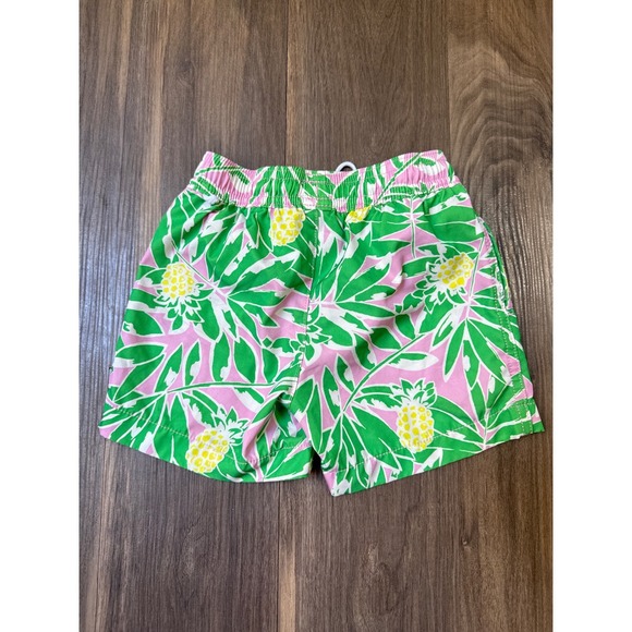 Crewcuts Boys Swim Trunks Size 3 Preppy Pink Green Pineapple Mesh Liner - Picture 4 of 7